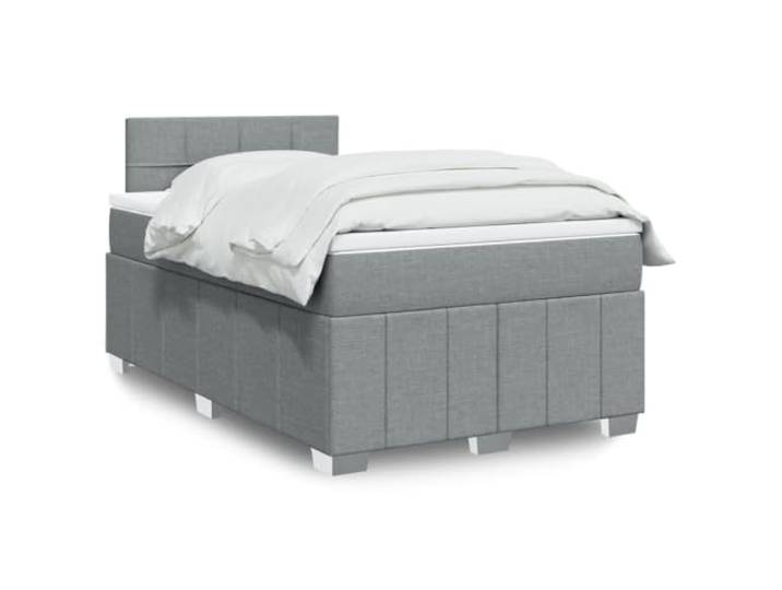 RJPLMFV Lattenrost, 120 x 190 cm, mit Matratze, Stoff, Hellgrau Individuelle Taschenfedern, verstellbares Kopfteil, abnehmbarer Topper, atmungsaktives Polyester