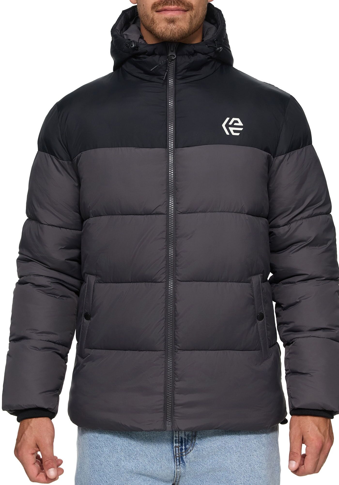 Steppjacke INDICODE "INAlanin", Herren, Gr. S, grau (dk grau), Web, Obermaterial: 100% Polyester, regular fit normal, Jacken Steppjacke dk grau S