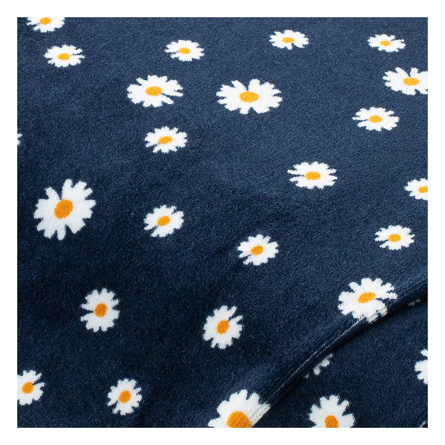 Nicki-Velours "Margeriten", marine-color