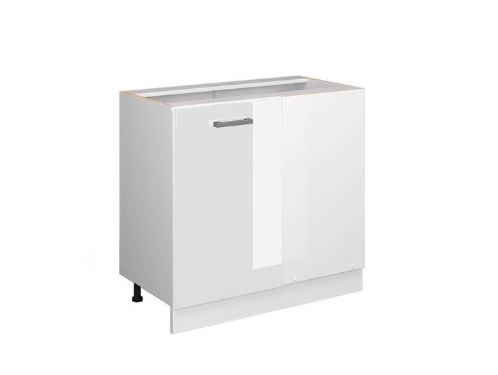 Vicco Eckschrank FÜR Hausrat R-Line Weiß Hochglanz 86 cm mit Tür, mit Arbeitsplatte, 1 Fächer, Formgebogen, 86x81.6x60 cm, Waschküche, Mehrzweckschränke