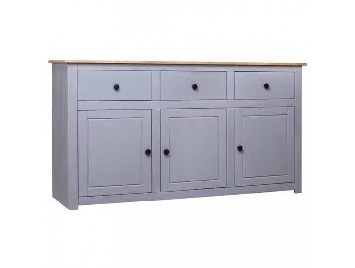 Buffet bas - P52 - Gris - Pin solide - 3 portes - Scandinave - Moderne
