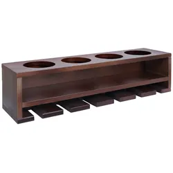 Mendler Weinregal HWC-P21, Glas-/Flaschenhalter Wandbar Regal für 4 Flaschen/6 Gläser Holz FSC®-zertifiziert 12x48x12cm ~ braun