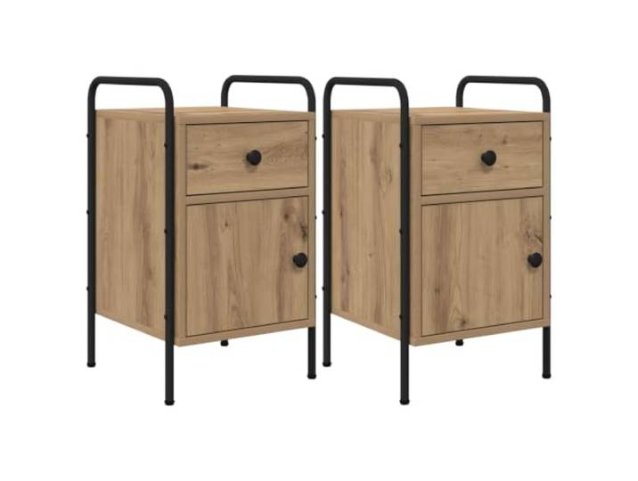 Heofavd Nachttisch 2er Set Industrial Beistelltisch Artisan-Eiche 61cm