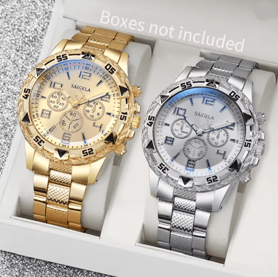 Inspire Essentials Mens Business Quartz Watch Set Arabic Dial Steel Band set E No Box