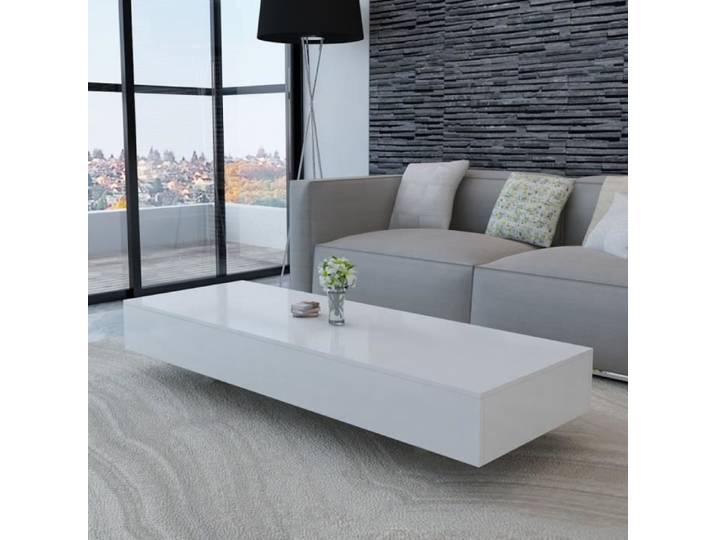 Table basse - P0 - Haute brillance - Blanc - Rectangulaire - Contemporain