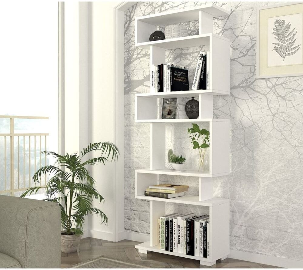 Homifab Bibliothèque déstructurée 6 niches blanche 60 cm Blanc 60x165x20cm