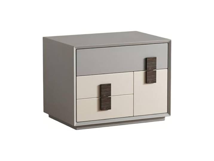 FZL02068LM Zimmer Nachttisch mit 4 Schubladen und dunklen Knöpfen Zur Aufbewahrung im Schlafzimmer und Wohnzimmer(Grigio,Klein)