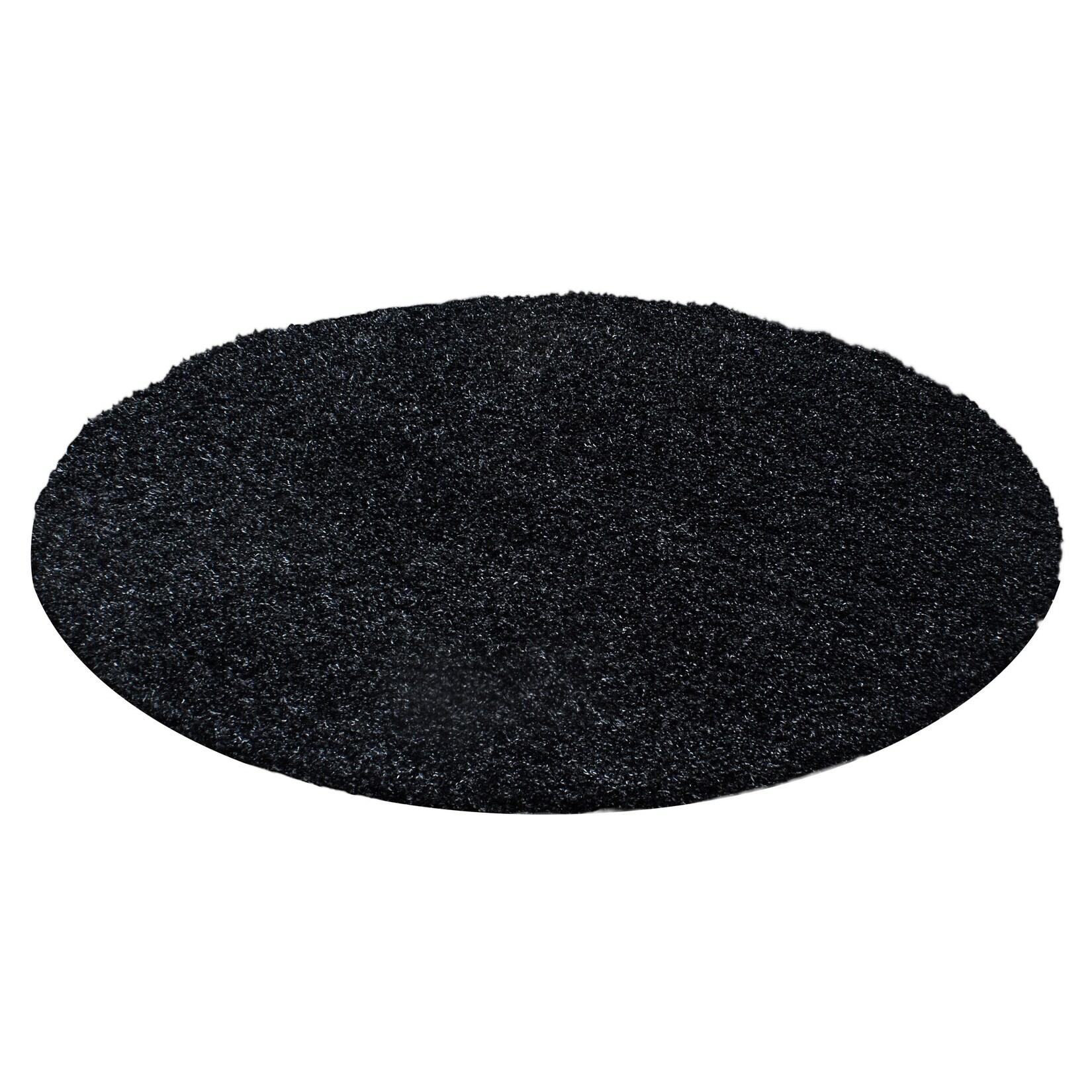 Teppich Hochflor RHEIN in Anthrazit, einfarbig, Ø 80 cm