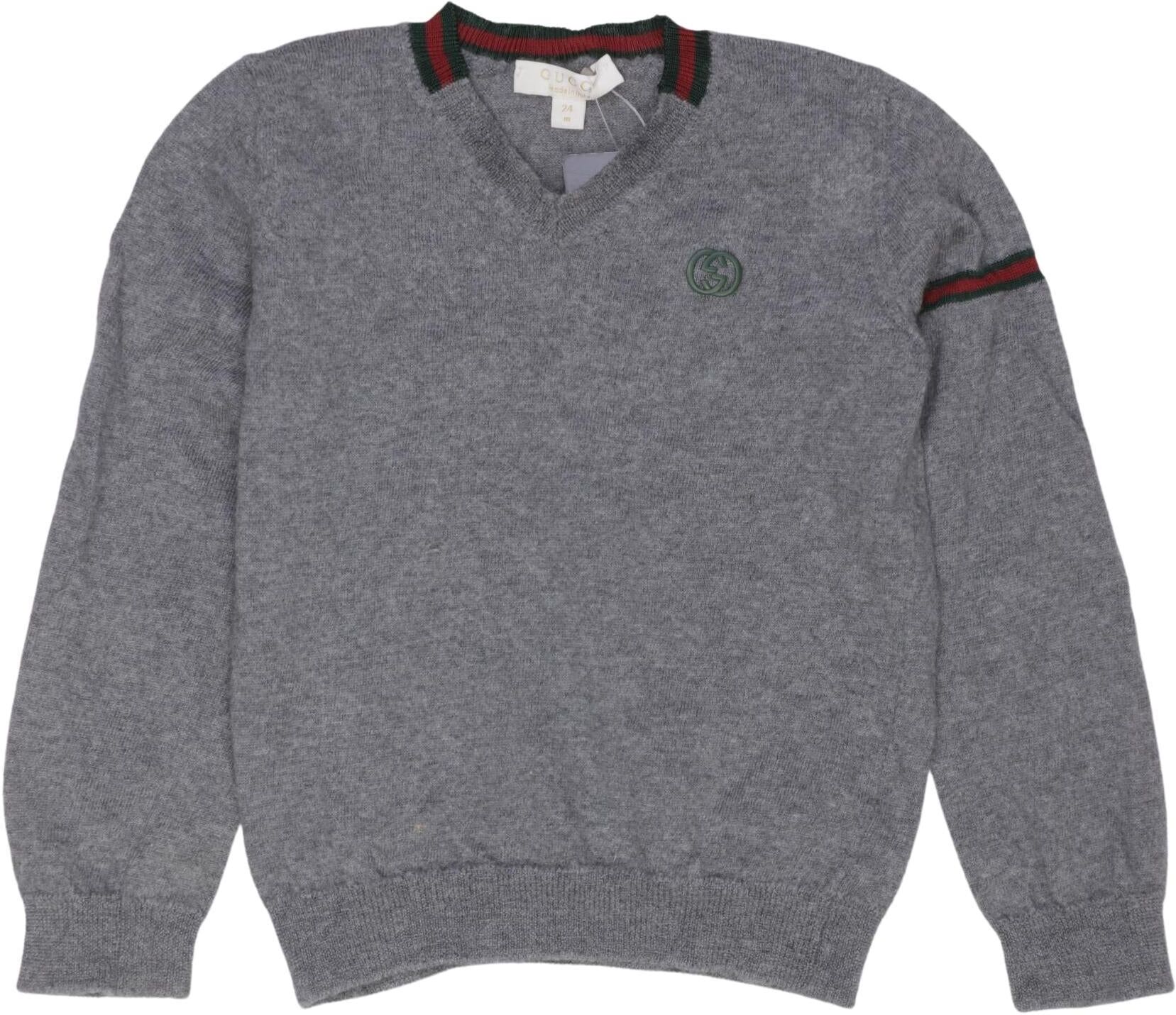 Gucci Jungen Pullover, Grau, Gr. EU 92, Wolle - Second Hand