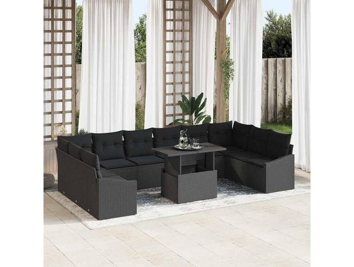vidaXL Garten-Sofa-Set 11 Stk. Schwarz
