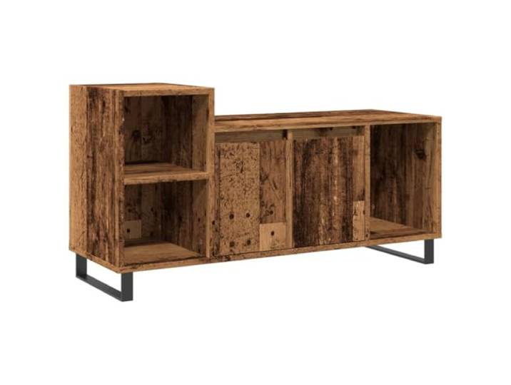 KGFHERENB TV-Schrank Altholz-Optik 100x35x55 cm Fernsehtisch Vielseitiges Lowboard fürs Wohnzimmer mit 5 geschlossenen Fächern für Ordnung, Spielekonsolen und Mediengeräte.