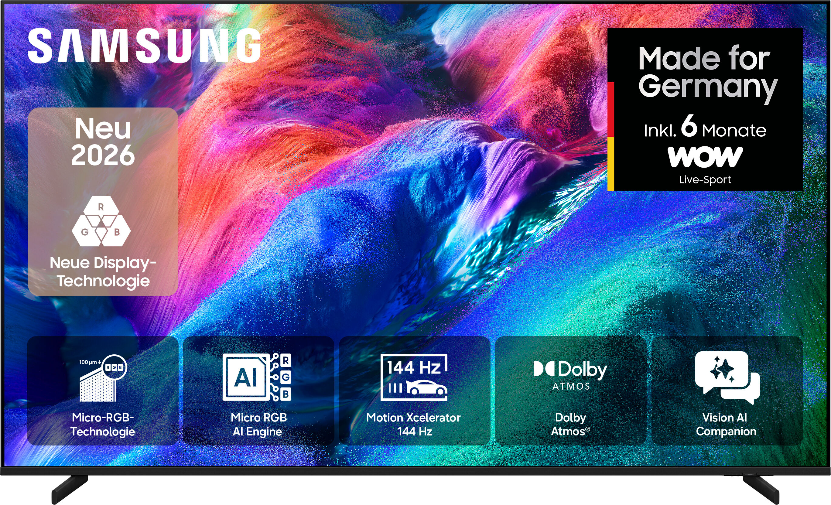 SAMSUNG LCD-LED Fernseher "GMR75R85HAU", Energieeffizienz: E (A-G), schwarz (titan schwarz), 75 ″, Fernseher, Micro RGB, 100% BT.2020 Farbraum, Motion Xcelerator 144Hz, Dolby Atmos
