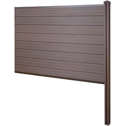 WPC-Sichtschutz Savoie, Zaun Windschutz, WPC-Pfosten zum Einbetonieren ~ Erweiterungselement, 188cm braun