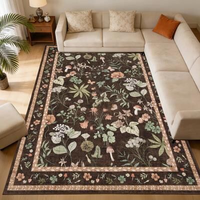 Garvee Washable Floral Non-Slip Area Rug for Bedroom, Dining Room, Living Room