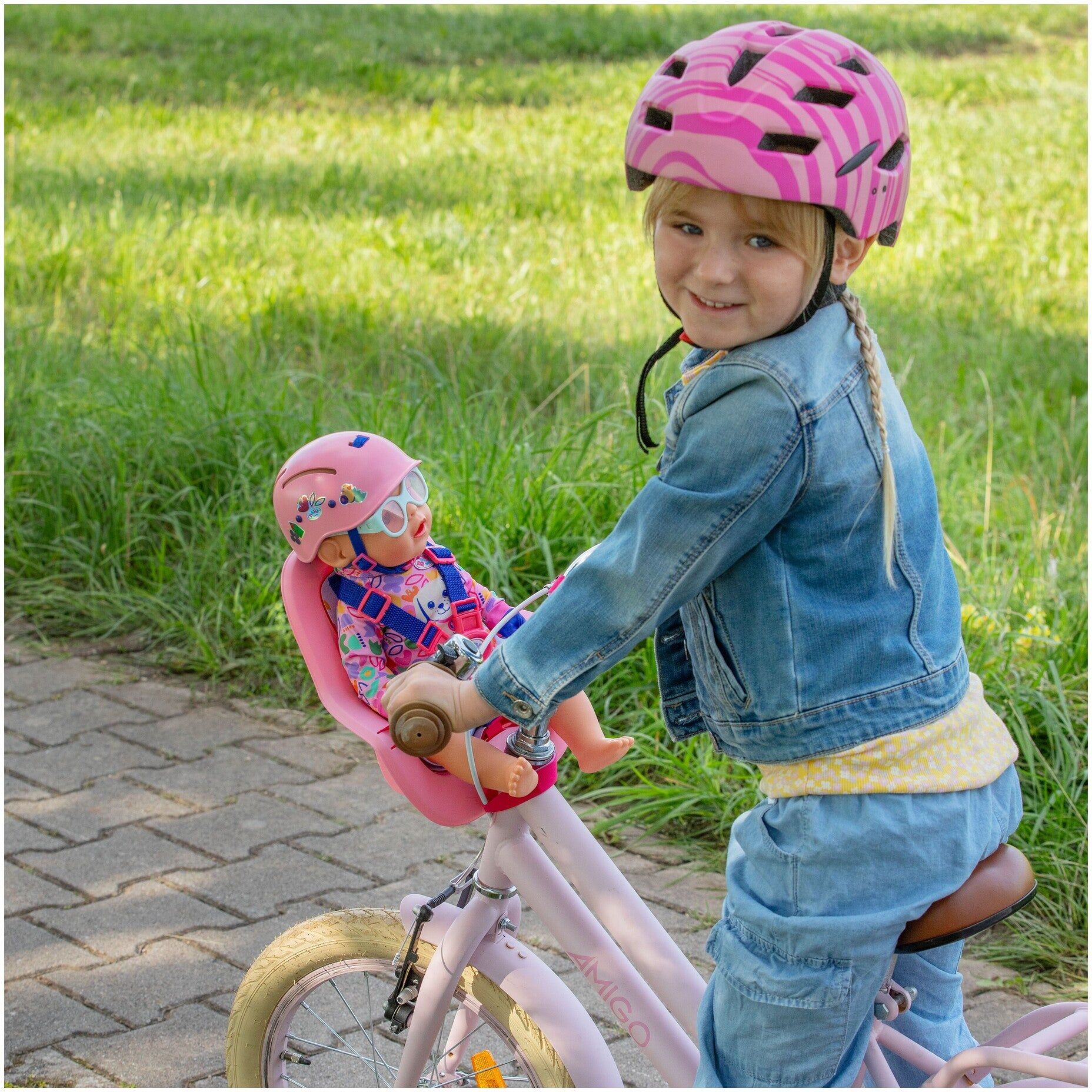 Zapf Creation BABY born Bike Seat for 36–43cm Dolls - Pink Bicycle Accessory for Imaginative Play - Suitable for BABY born Dolls and Compatible Cuddly Toys