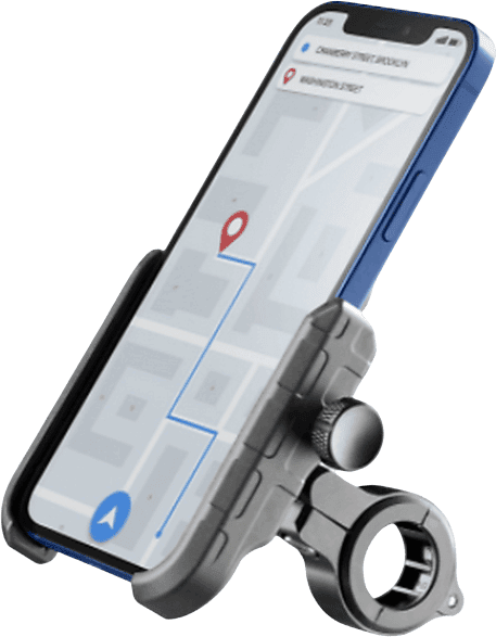 Soporte de móvil para bici - CellularLine MOTOHOLDERALUK, Universal, Rotula giratoria 360 ​​grados, Negro
