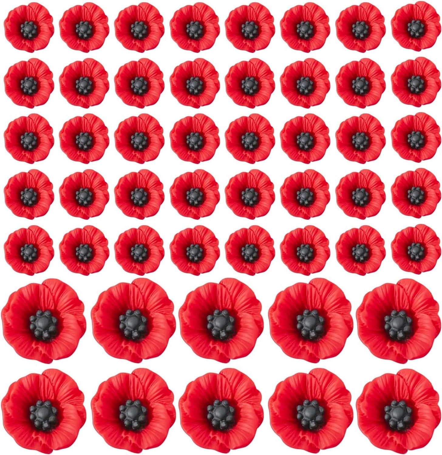 50 stuks kunstmatige rode klaprozen bloemkoppen voor DIY accessoires en herdenkingsfeesten