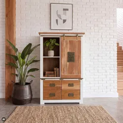 Schrank Mango 90x45x150 weiß lackiert RAILWAY #513