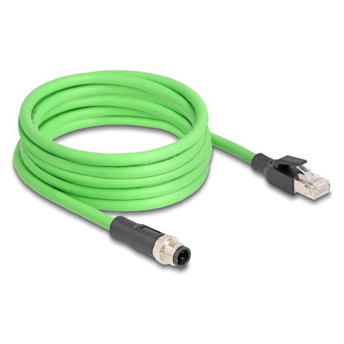 Delock M12 Kabel D-kodiert 4 Pin Stecker zu RJ45 Stecker PUR (TPU) 2 m (2 m) (80427)