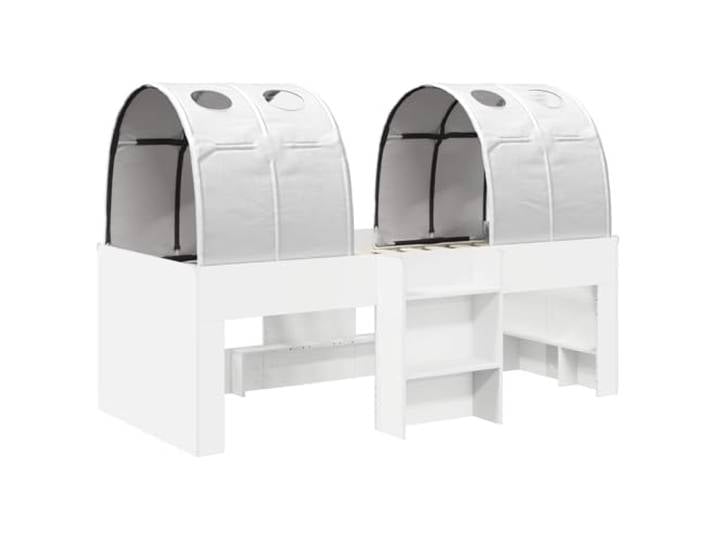 SKTQYQO Bett mit 3 Teilen weiß Holz Engineered Minimalistisches Design, robuste Struktur, einfache Montage, perfekt für moderne Räume