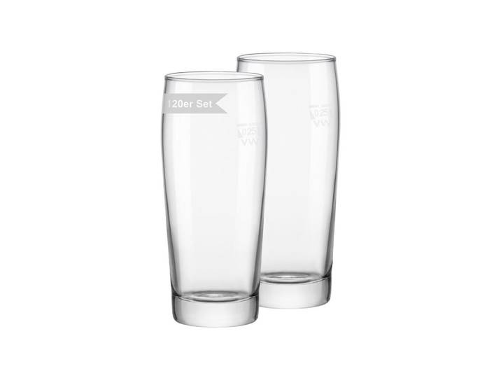 Van Well Willi Becher Geeicht Willy transparent 0,25 l 120er Set, Transparent, Glas, Gläser, Biergläser