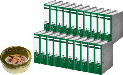 LEITZ® Ordner 1080, DIN A4, 80 mm, grün + gratis 1 Dose Buttercookies