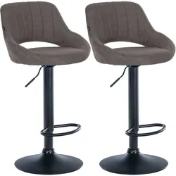 CLP Barhocker 2er Set höhenverstellbar mit Lehne Milet, Barstühle gepolstert Stoffbezüge, Tresenstühle mit Metallgestellen drehbar,