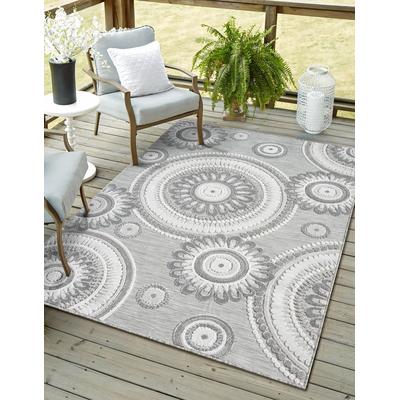 Outdoorteppich "Loop, LAGERRÄUMUNG", grau, B:160cm H:8mm L:230cm, Polypropylen, MYFLAIR MÖBEL & ACCESSOIRES, Teppiche, Outdoorteppich, modernes Design, Hoch-Tief Effekt, Outdoor geeignet, Balkon, Terrasse