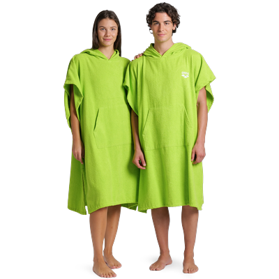 Badeponcho ARENA "arena Unisex Baumwoll Poncho Bademantel" Gr. L, grün (artic lime, weiß), L/XL, Baumwolle, Hausmäntel, Duschen, Strand, Sport, Schwimmbad, Sauna, Baumwolle, Unisex, bequem