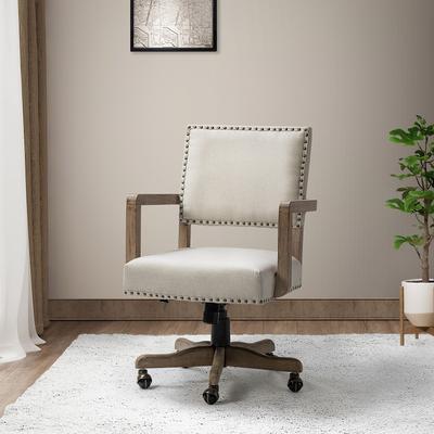 HULALA HOME Taresa Modern Mid-Back Swivel Height Adjustable Task Chair with Nailhead Trim