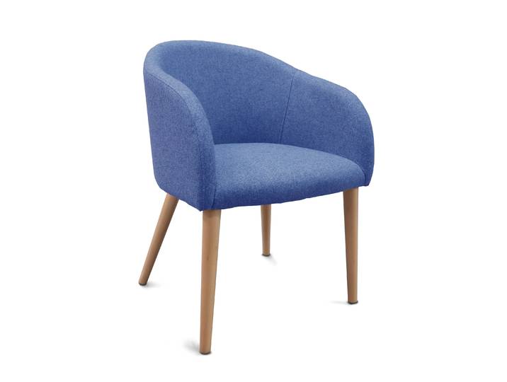 Fauteuil de réunion et visiteur Adria en tissu bleu pieds bois