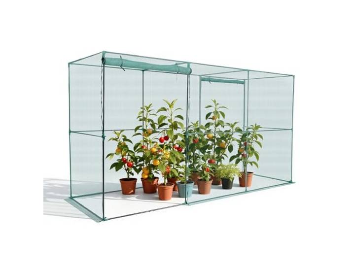 VEVOR Cage à Culture Jardin 3\,56x1\,2x1\,94 m Cage à Plantes avec Porte Zippée pour Tomates\, Filet Anti Oiseaux Résistante au Vent Filet de Protection de Plantes Couverture de Potager Surélevé Extérieur