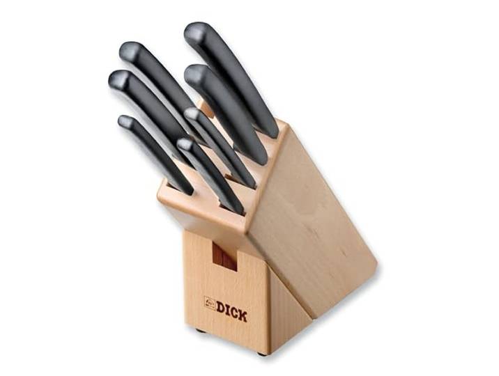 F. DICK Holzmesserblock ProDynamic 7-teilig (Messerblock aus Holz, Set inkl. Küchenmesser, Schälmesser, Allzweckmesser, Brotmesser) 88030000, 34 cm