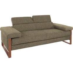 2-Sitzer W.SCHILLIG "finn", schwarz (pepper s22), B:210cm H:71cm T:106cm, Flachgewebe S22 (100% Polyester);Stoff S37 (100% Polyester);Longlife Xtra-Leder Z59: Glattleder mit modischer Prägung. Hautstärke 0, 9 - 1, 1 mm, Sofas, German Design Award 2016, Fußgestell Nussbaum natur, Breite 210 cm