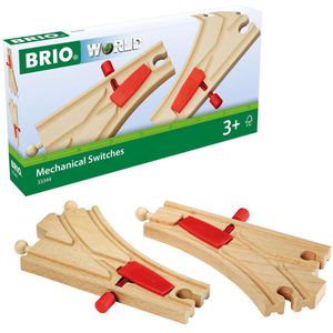 BRIO Spielzeugeisenbahn-Zubehör World 33344, mechanisches Weichenpaar, je 14,4 cm, aus Holz, 2-teilig