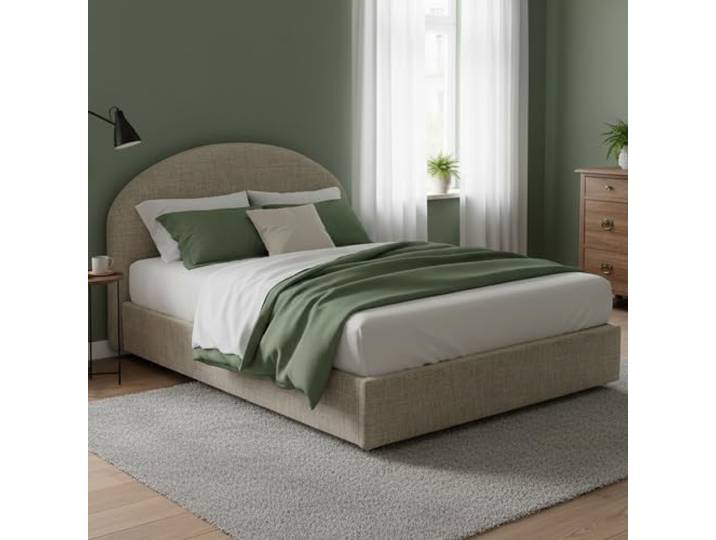 Talamo Italia - Consuelo Doppelbett, Bettkasten mit Stoffbezug, 100 % Made in Italy, Öffnung vorne, geeignet für Matratze 160 x 190 cm, Taupe