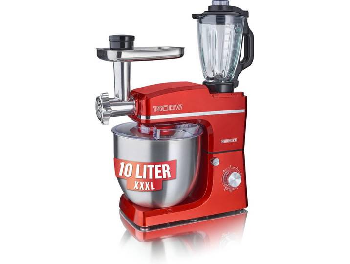 Heinrich´s Küchenmaschine, 1500 W, 10,00 l Schüssel, 6 Geschwindigkeiten, Multifunktional, XXXL
