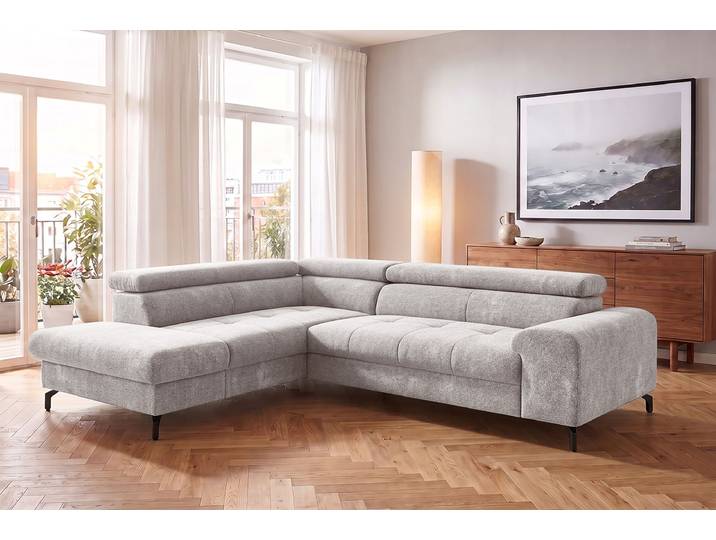 Ecksofa, Struktur weich, Beige, 260×106 cm, Mit Bettfunktion & Bettkasten, Cotta