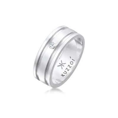 Silberring KUZZOI "Ring Herren Bandring Massiv Diamant 925 Silber" Gr. 62, silber, Fingerringe, Herren, 62, Silber 925 (Sterlingsilber), Silberring