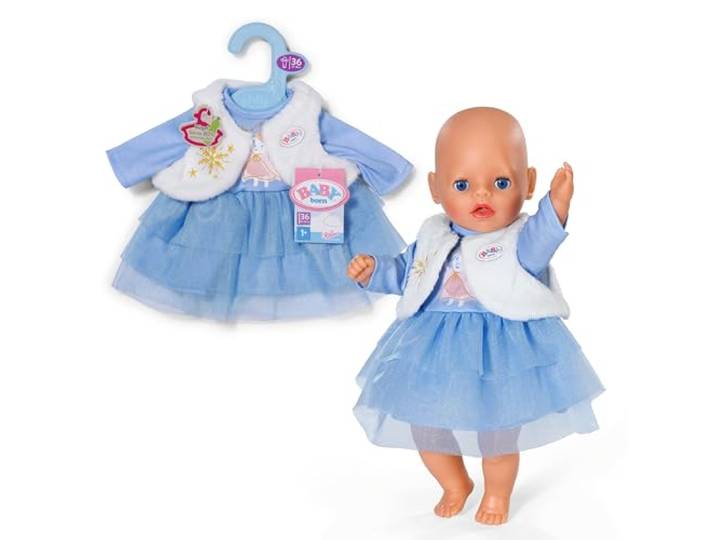 BABY born Winterkleid 36 cm mit Plüschweste und Schafmotiv Plüschweste, Tüllrock, lange Ärmel, passend für 36 cm Puppen