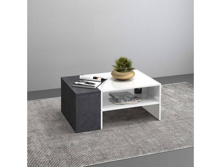 Couchtisch HOME AFFAIRE Coro, Couchtisch, Couchtisch mit seitlichem Stauraum,Sofatisch , weiss (weiß matt, schiefer), B:90cm H:40cm T:60cm, Tische, Couchtisch, Länge 90 cm, mit zwei Ablagefächern davon eines geschlossen