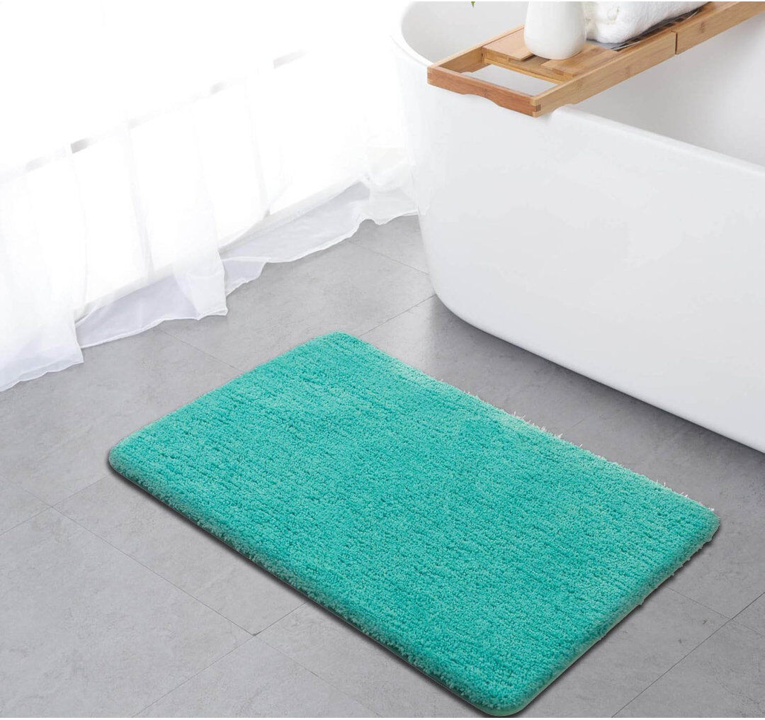 Ebern Designs Rectangle Bath Mat Turquoise 50cm/80cm
