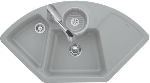Villeroy und Boch Solo Eck Eckspüle 670800SM Spülbecken, steam CeramicPlus