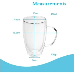 Intirilife, Tasse, 4x Thermo Glas in 400 - 500ml (400 ml, 4x)