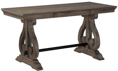 Benjara Luon Writing Desk, Traditional Classy Dark Oak Brown Veneer, 60 Inch