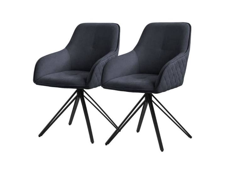 ML-Design 2x Chaise de Salle à Manger noir en Textile Tissé Chaise Rembourrée Pivotante à 360° Fauteuil Ergonomique Cuisine Salon