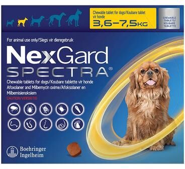 Nexgard Spectra Tab Small Dog 7.7-16.5 Lbs Yellow 3 Pack