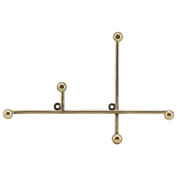 House Doctor Kleiderhaken Prea Mattschwarz, 28 x 4 x 18 cm, antikes Messing