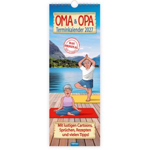 Trötsch Familienplaner Maxi-Streifenkalender Oma und Opa, 2027, 1 Monat auf 1 Seite, mit 3 Spalten, 15 x 42 cm