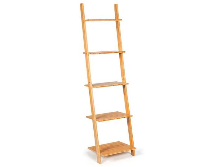 Étagère échelle - HELLOSHOP26 - 5 niveaux - Bambou naturel - Design moderne - 43 x 35 5 x 165 cm